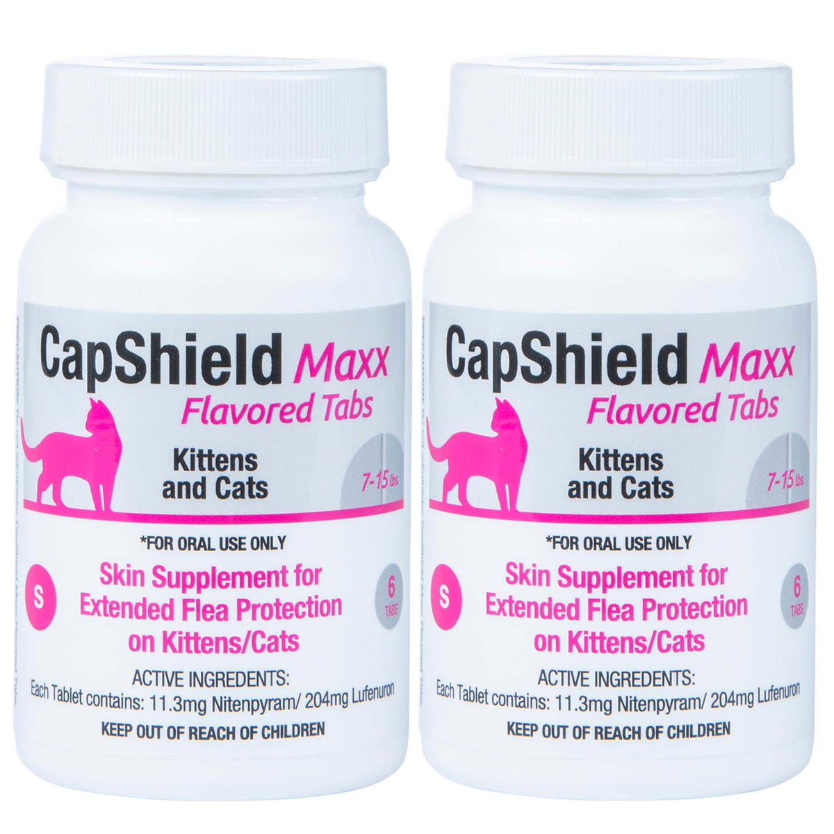 CapShield Maxx Tabs for Cats, 7-15lbs, 6ct, Pink/Tuna    2 Pack