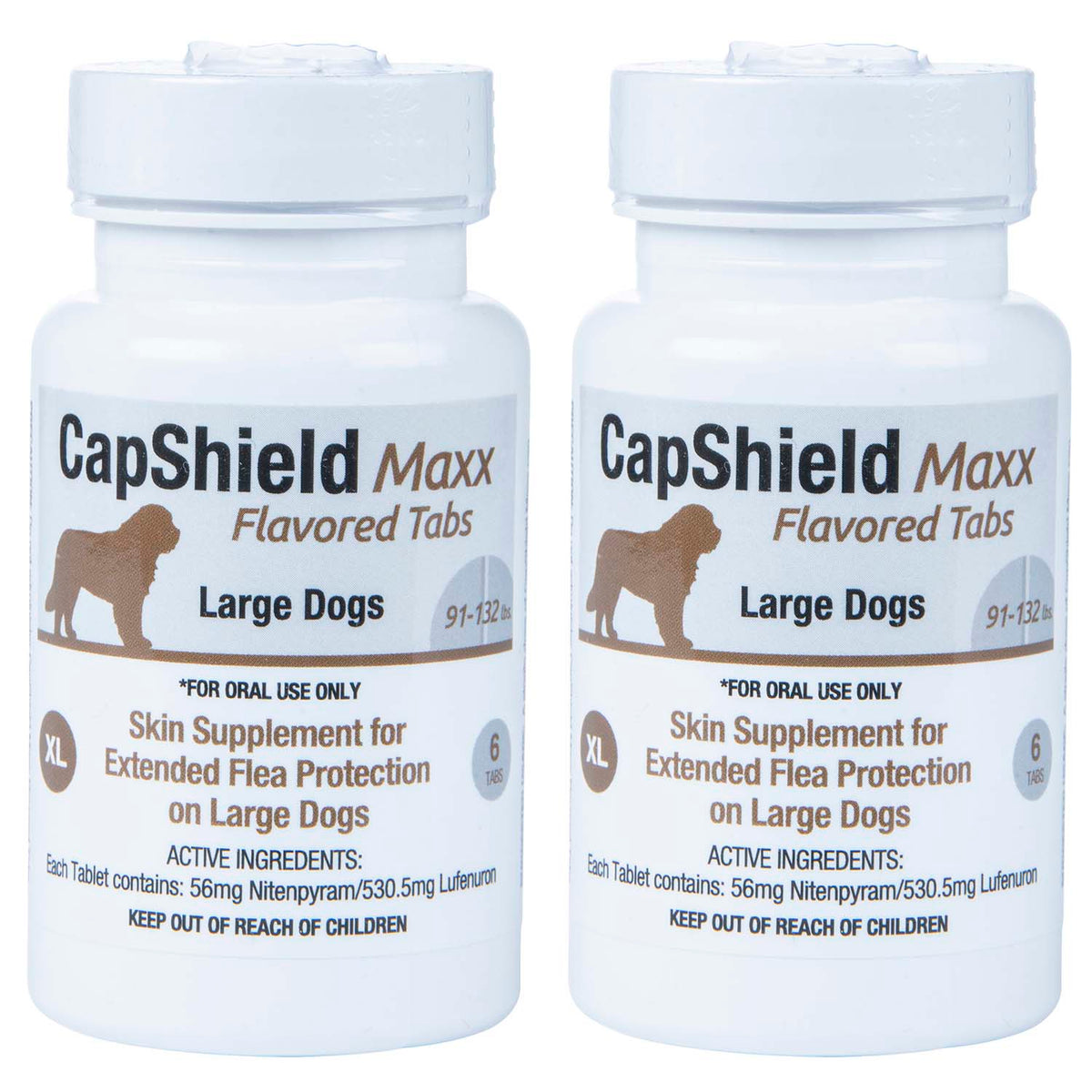 CapShield Maxx Tabs for X-Large Dogs, 91-132lbs, 6ct, Brown/Beef   2 Pack