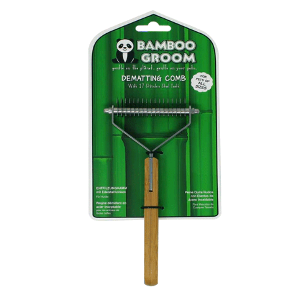 ALCOTT Bamboo Groom Dematting Comb 17 Stainless Steel Teeth