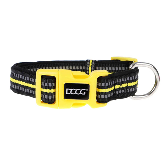 DOOG Neoprene Dog Collar Bolt Neon Extra Small Yellow/Black – COLBOLT-XS