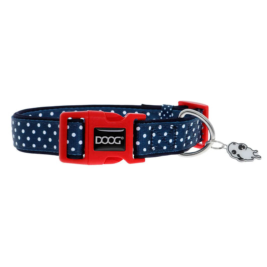 DOOG Neoprene Dog Collar Stella Large Navy Blue/White Polka Dot – COLNWS-L