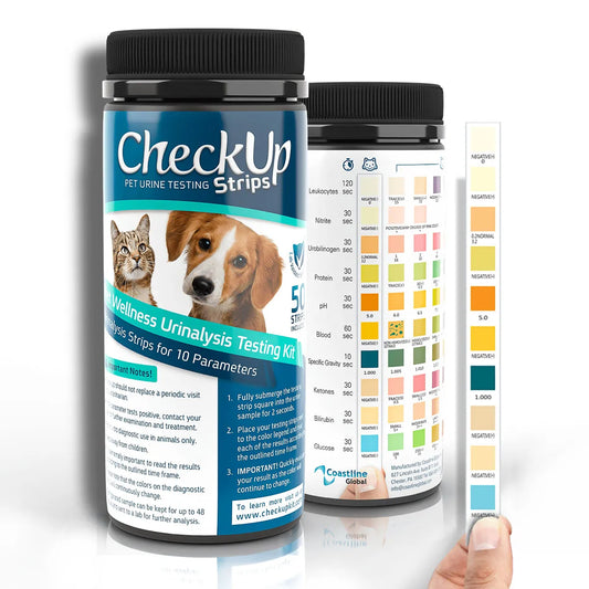 Coastline Global CheckUp 10-in-1 Dog and Cat Urine Testing Strips 50 count 4″ x 1.5″ x 1.5″ – CUA10