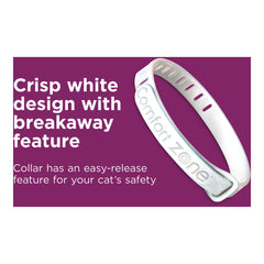Comfort Zone Cat Calming Pheromone Collar, Anxiety & Stress Relief Aid, Breakaway Design, White, Single Pack
