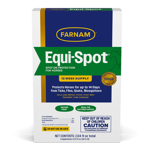 Farnam Equi-Spot, Horse Fly Control, Long-lasting Protection, 6 Applications, 12-Week Supply for One Horse