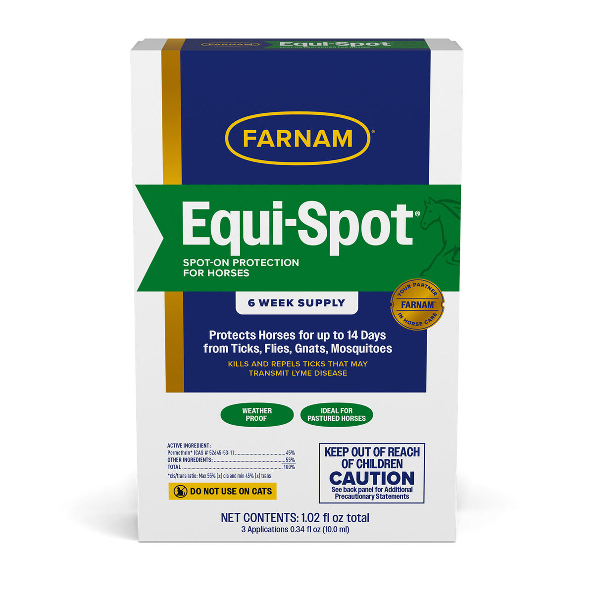 Farnam Equi-Spot Topical Fly Control for Horses, 3 Doses (10 mL Each)