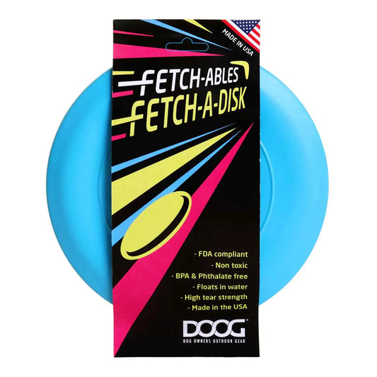 DOOG Fetch-ables Fetch-A-Disc Dog Toy Blue 8.25″ x 8.25″ x 0.25″ – FFS02
