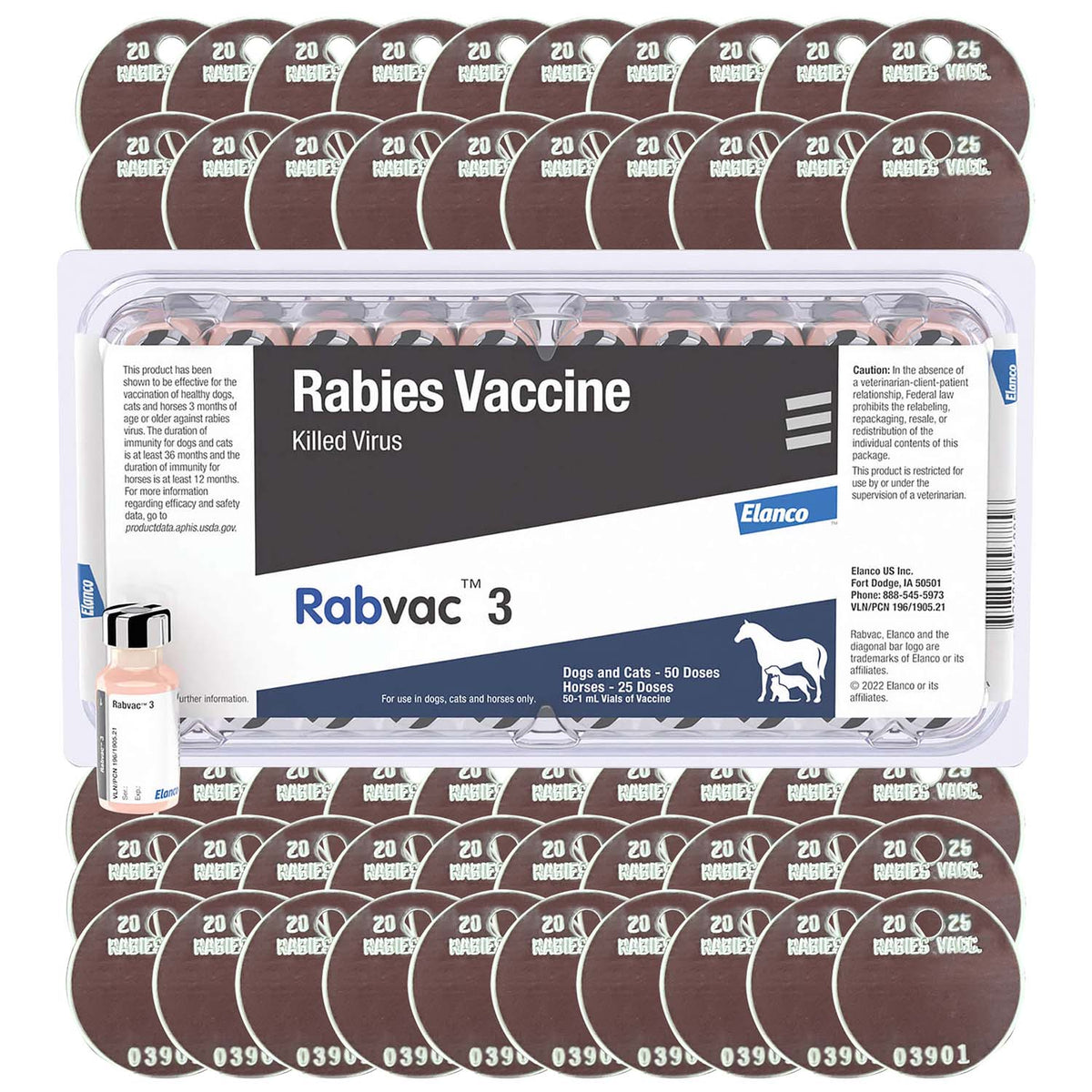Rx RabVac 3 (50 x 1) Kit with Tags