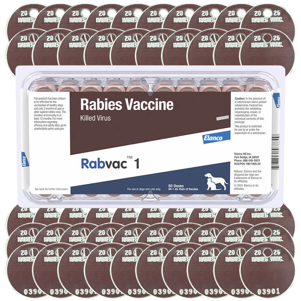 Rx RabVac 1 50 doses Kit with Tags
