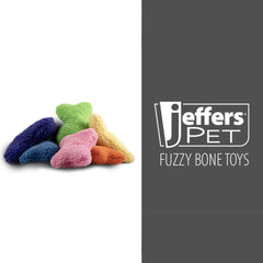 Jeffers Bone Shaped Fuzzy Squeaker Toy | Size L, 7.5 inch | Plush Dog Toy with Squeaker
