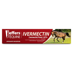 Jeffers Equine Ivermectin Gel Horse Dewormer Paste 1.87%, Broad Spectrum Equine Parasite Control Formula, Apple Flavored Oral Wormer for Horses, Easy Travel Use, Mess Free Syringe Tube - 3 Pack