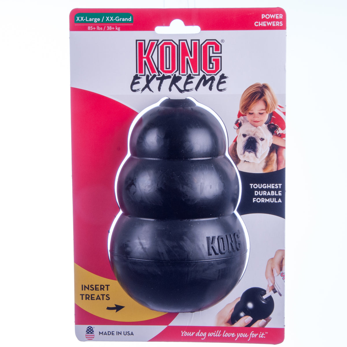 KONG Extreme Dog Toy - Fetch & Chew Toy - Treat-Filling Capabilities & Erratic Bounce for Extended Play Time Most Durable Natural Rubber Material - for Power Chewers - for XX-Large Dogs