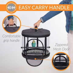 K&H Pet Products Mod Bird Carrier Travel Cage Gray 17″ x 17″ x 15.5″ – KH100550183