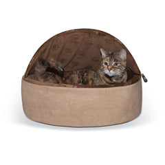 K&H Pet Products Self-Warming Kitty Bed Hooded Large Chocolate/Tan 20″ x 20″ x 12.5″ – KH2997