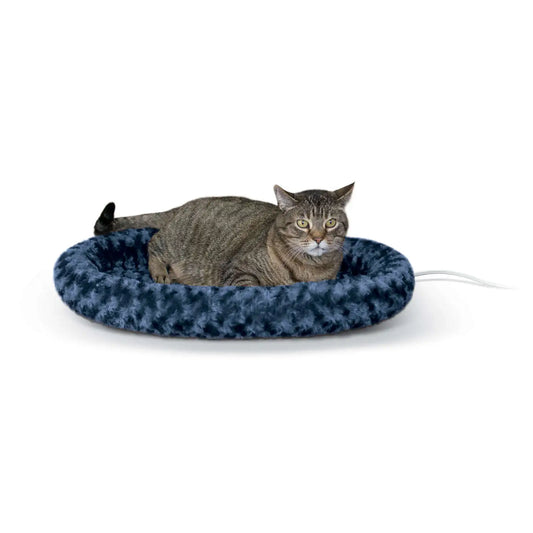 K&H Pet Products Thermo-Kitty Fashion Splash Bed Large Blue 16″ x 22″ x 2″ – KH3635