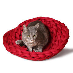 K&H Pet Products Knitted Pet Bed Red 17″ x 17″ x 4″ – KH3683