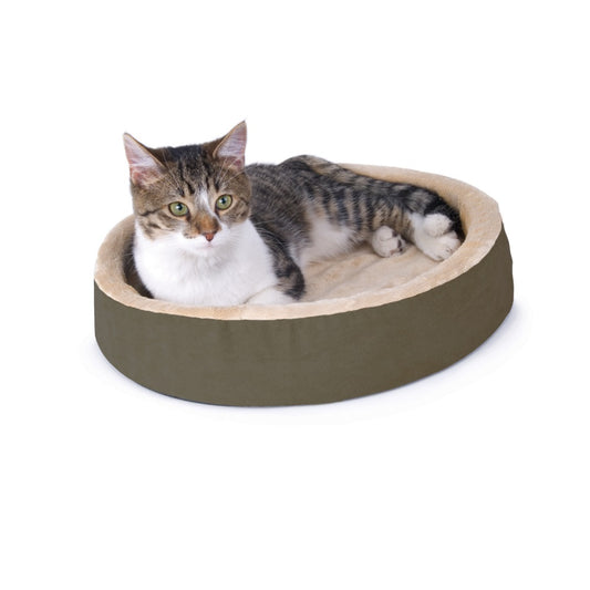 K&H Pet Products Thermo-Kitty Cuddle Up Bed Mocha 16″ x 16″ x 3″ – KH3701