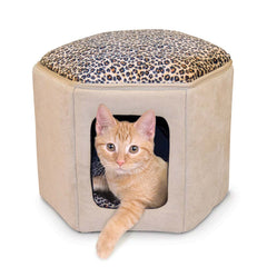 K&H Pet Products Thermo-Kitty Sleephouse Tan / Leopard 17″ x 16″ x 13″ – KH3891