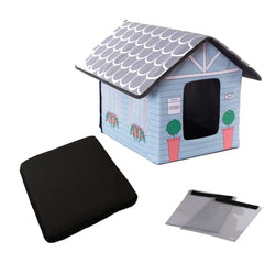 K&H Pet Products Outdoor Heated Kitty House Cat Shelter Cottage Design Blue 18″ x 22″ x 17″ – KH3911