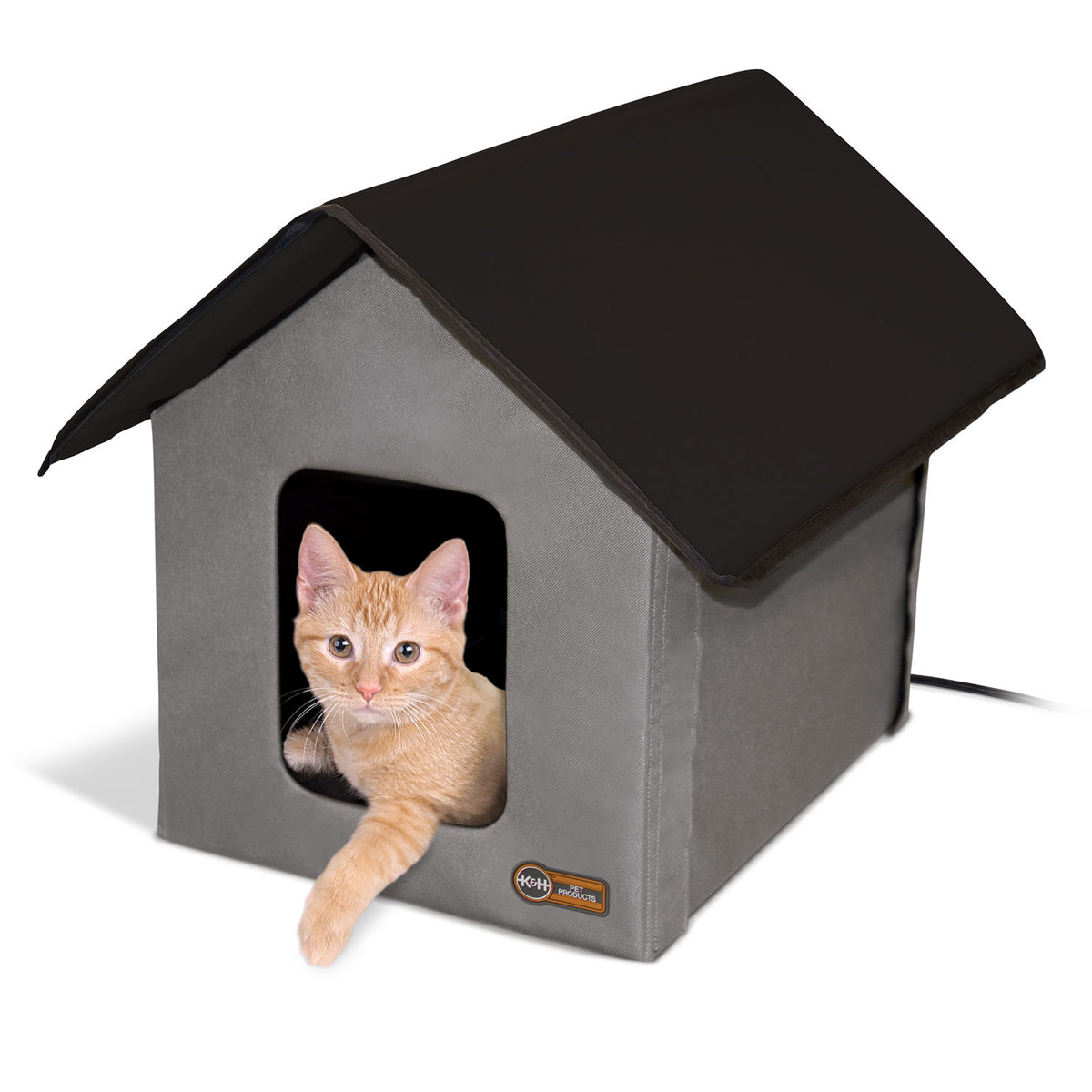 K&H Pet Products Heated Outdoor Kitty House Gray / Black 22″ x 18″ x 17″ – KH3996