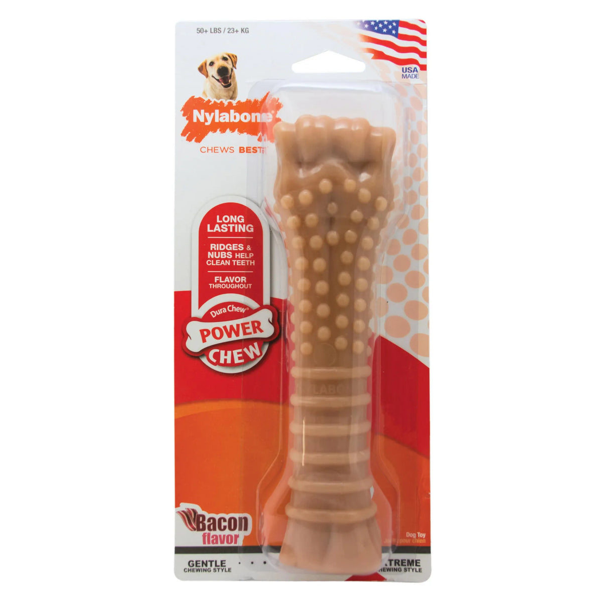 Nylabone Power Chew Textured Bacon Chew Toy Souper – NB105PR