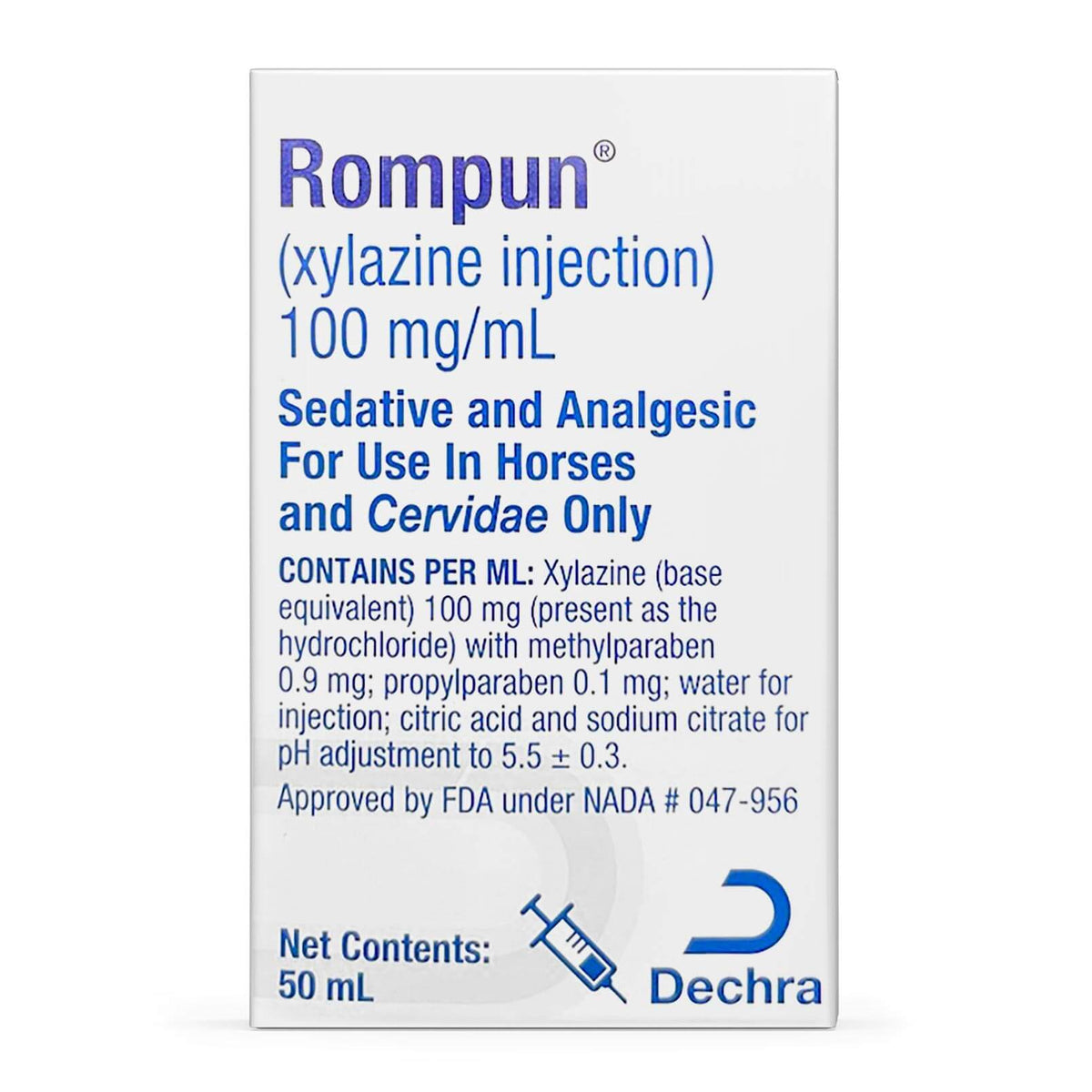 Rompun inyectable de 100 mg/ml (Rx) x frasco de 50 ml
