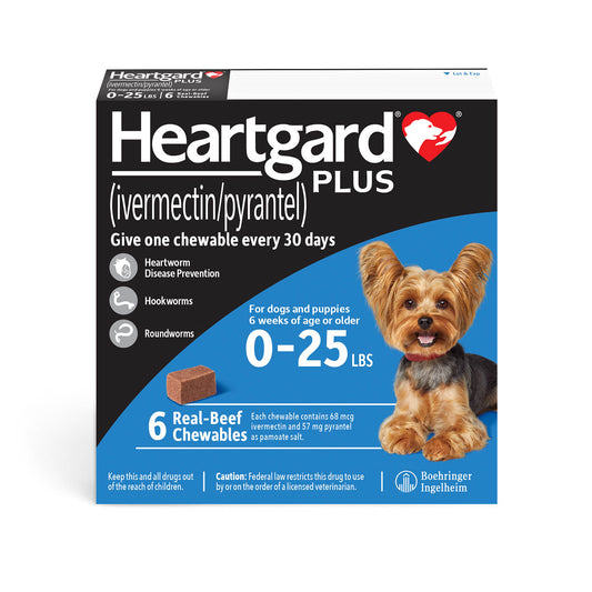 Heartgard Plus para perros, 6 meses, 0-25 libras, Rx