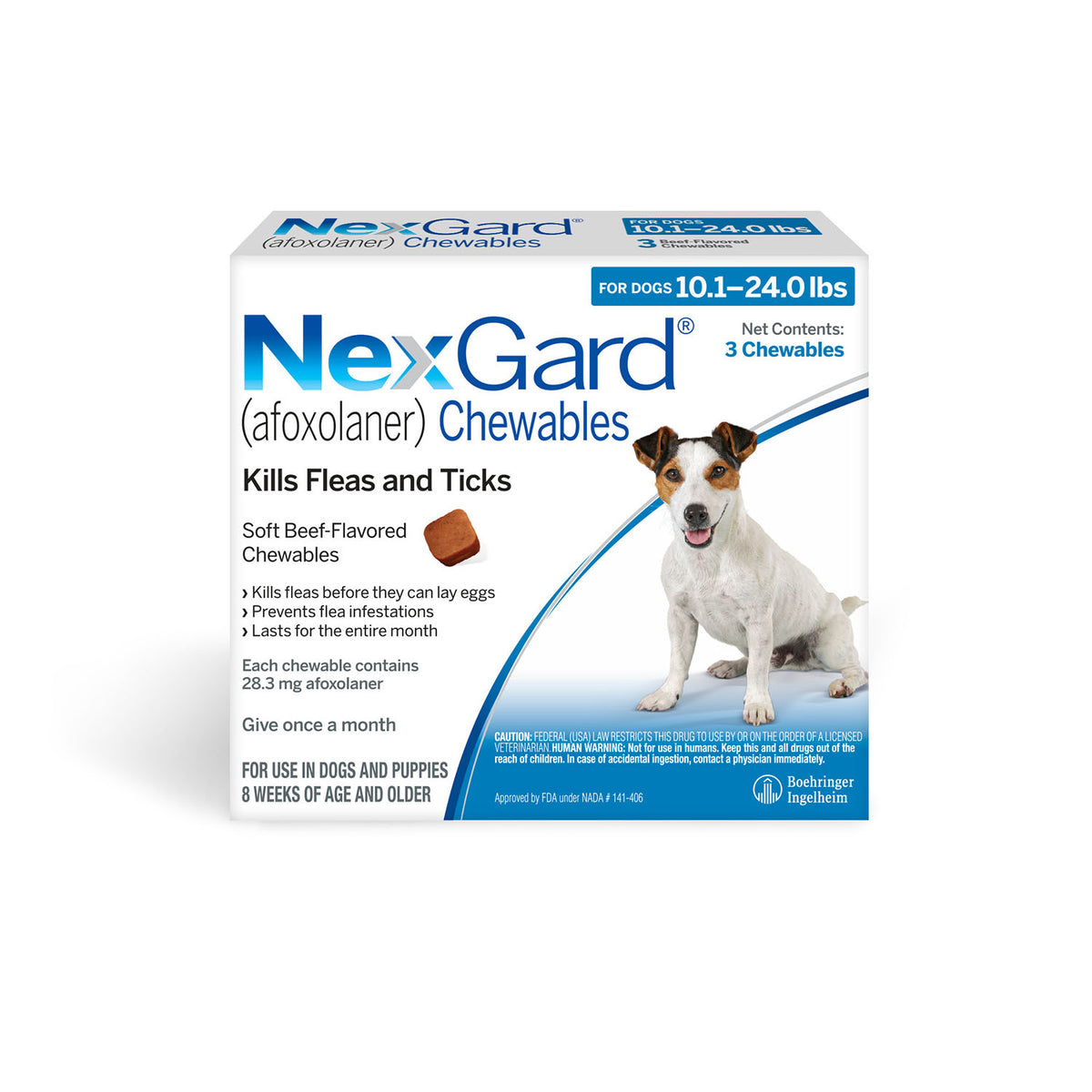 Rx NexGard, Dog 10.1-24 lb, 3 Chew Tabs