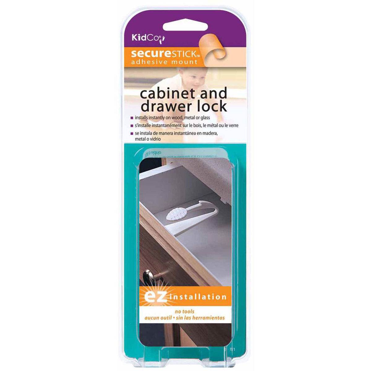 Adhesive Mount Cabinet and Drawer Lock 3 pack