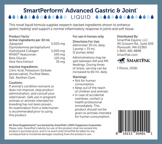 SmartEquine SmartPerform Advanced Gastric & Joint Liquid, Gallon