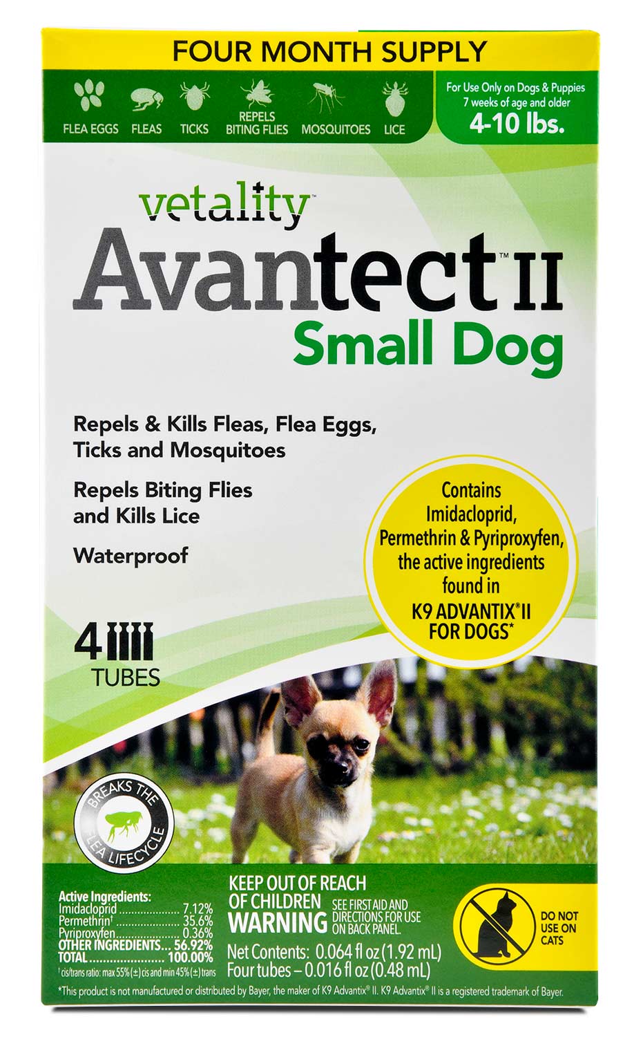 Avantect II Flea and Tick Topical for Dogs, 4-pack Size: Dog 4-10 lb