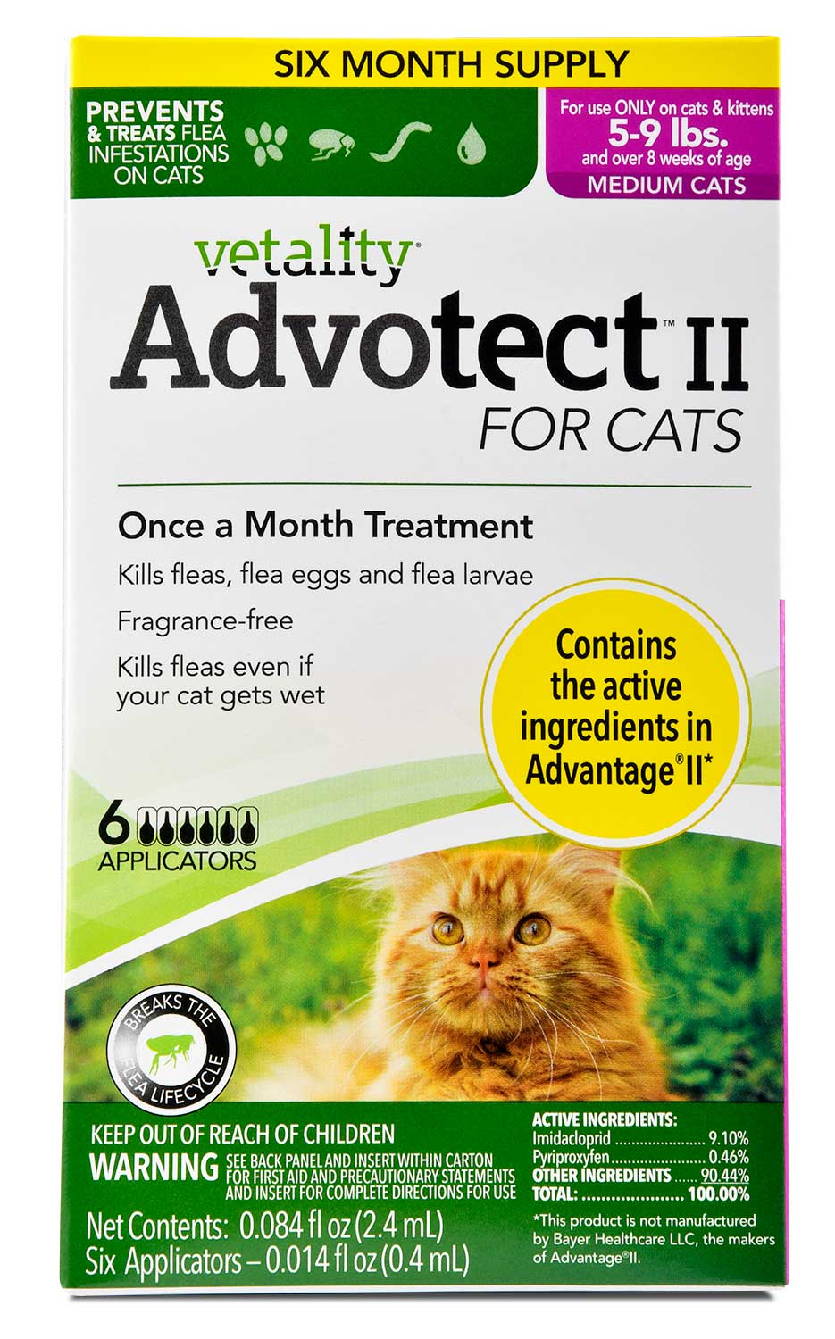 Advotect II for Cats, 6-pack Sz: Cat 5 to 9lbs