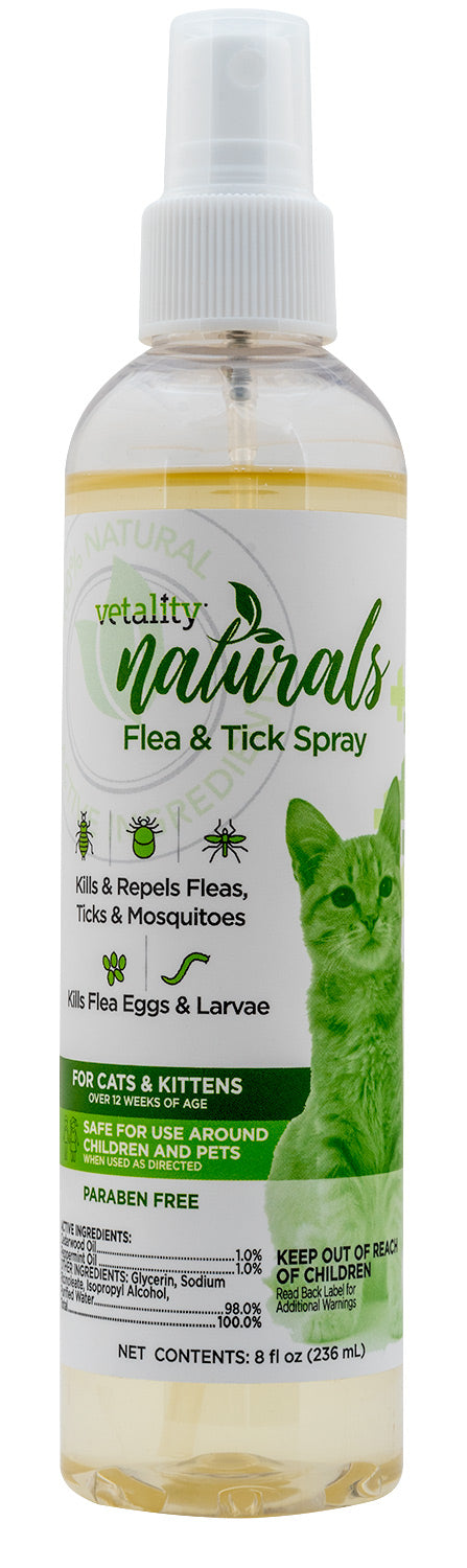 8 oz Vetality Naturals Flea & Tick Spray for Cats