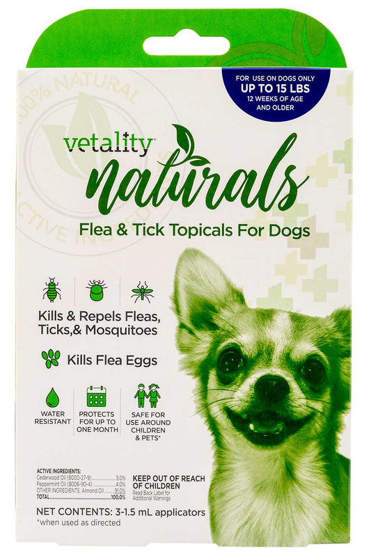 3-pk Vetality Naturals Flea & Tick Topicals for Dogs Size: Dog under 15 lb