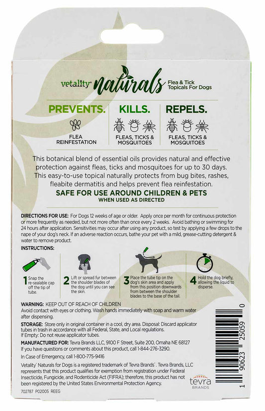 3-pk Vetality Naturals Flea & Tick Topicals for Dogs Size: Dog 16-40 lb