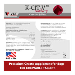 K-CIT-V Potassium Citrate plus Cranberry Chewable Tablets, 640mg, 100ct