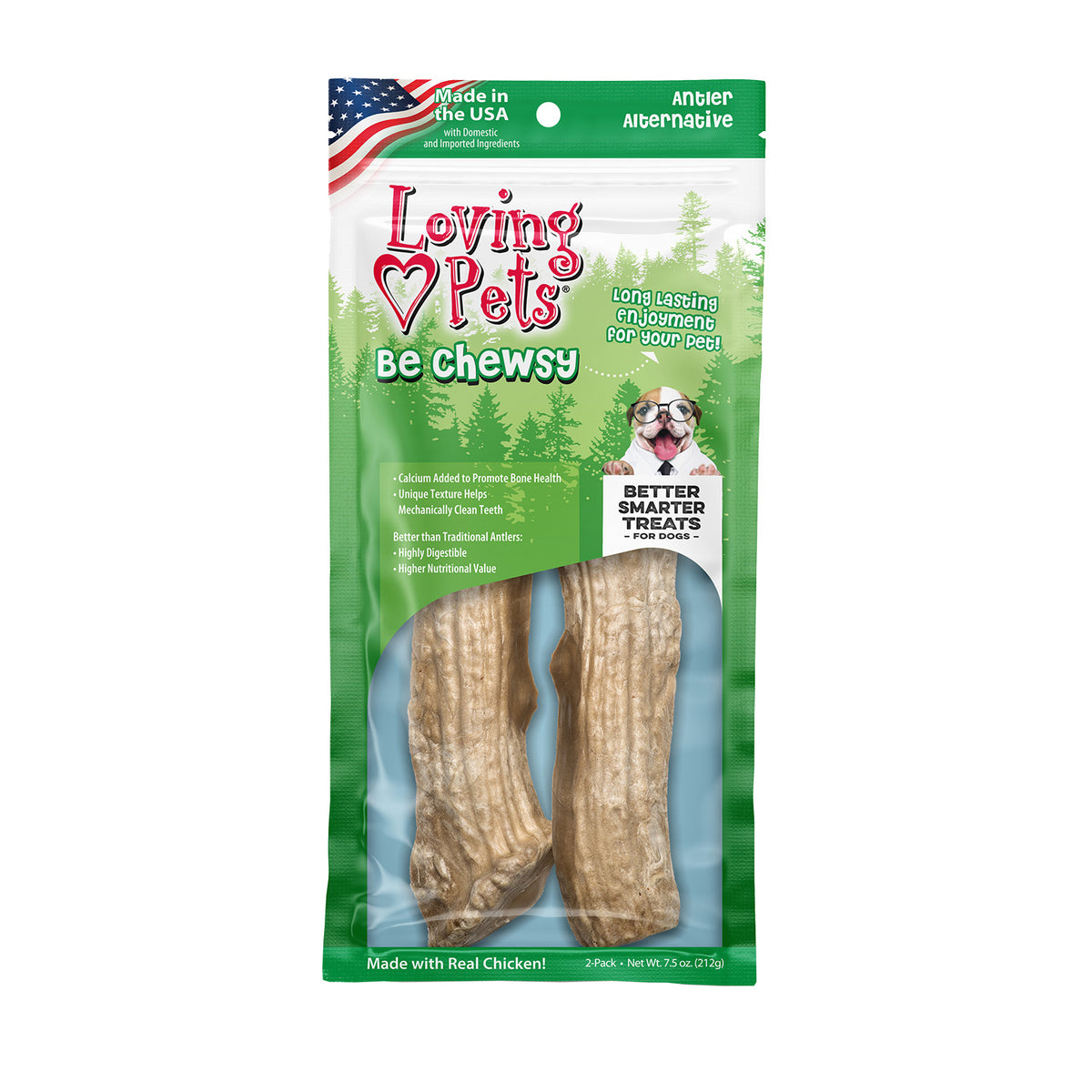 Loving Pets Be Chewsy Antler Alternative Dog Chew, 2pk