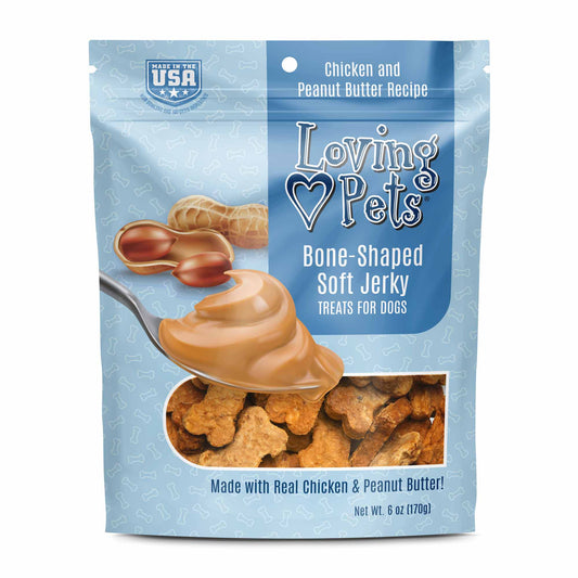 Loving Pets Soft Jerky Treats, 6oz Flavor: Chicken/PB Bones