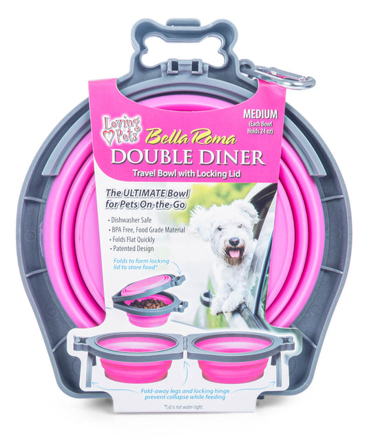 Bella Roma Travel Bowl Double Diner, Medium Colors: Pink
