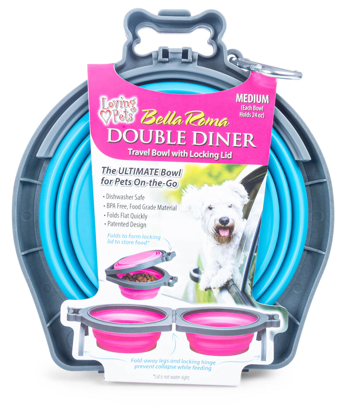 Bella Roma Travel Bowl Double Diner, Medium Colors: Blue