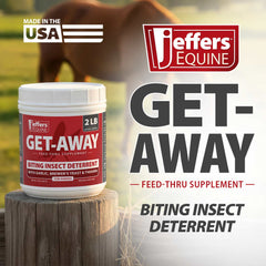 Jeffers Equine Get-A-Way Feed Additive Powder – Natural Garlic & Thiamine Supplement for Horses, Supports Comfort and Well-Being - 2lb
