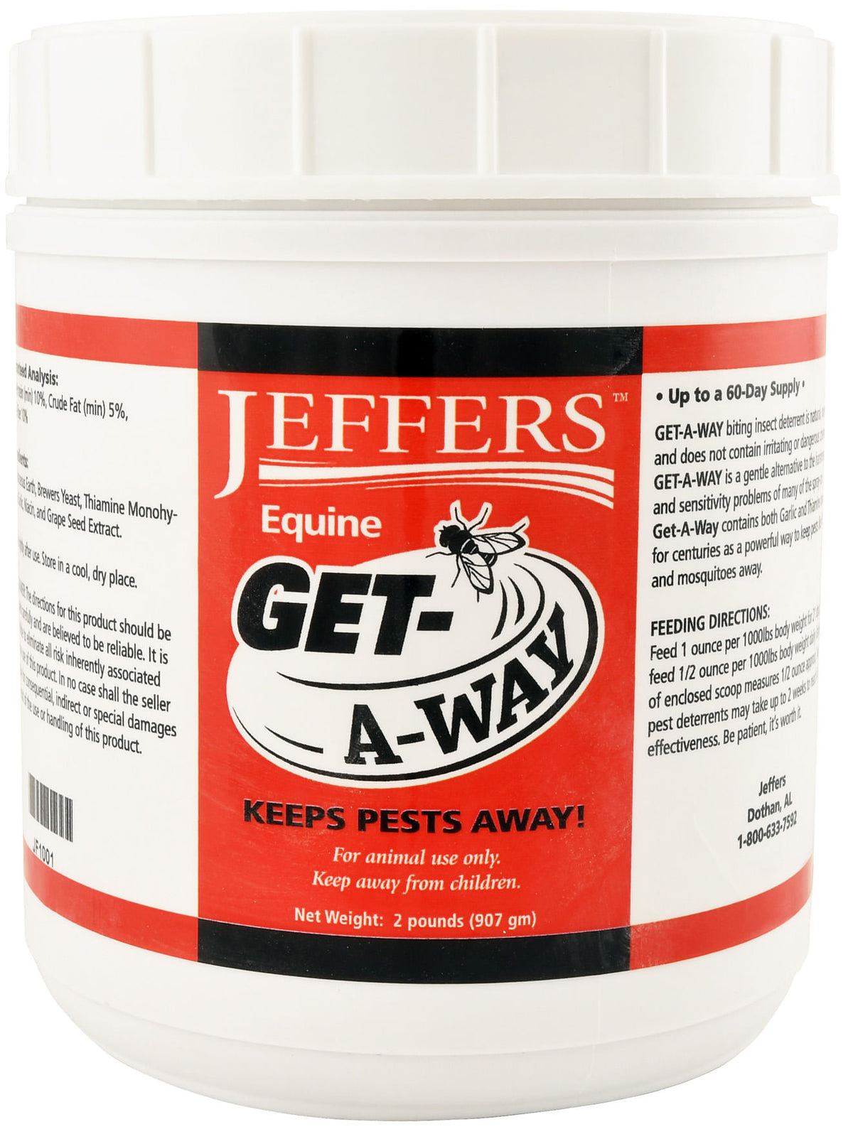 Jeffers Equine Get-A-Way Feed Additive Powder – Natural Garlic & Thiamine Supplement for Horses, Supports Comfort and Well-Being - 2lb