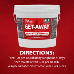 Jeffers Equine Get-A-Way Feed Additive Powder – Natural Garlic & Thiamine Supplement for Horses, Supports Comfort and Well-Being - 5lb