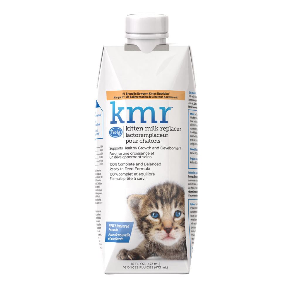 PetAg KMR Kitten Milk Replacer Liquid Supplement Ready-to-Feed Formula with Vitamins 16 fl-oz