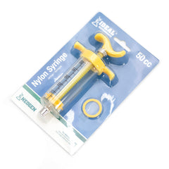 Jeffers Nylon Veterinary Syringe for Livestock, Horses, Dogs & Cats, Reusable Luer Lock & Luer Slip Animal Feeding Syringe, Etched mL Markings, Autoclavable, 50 mL