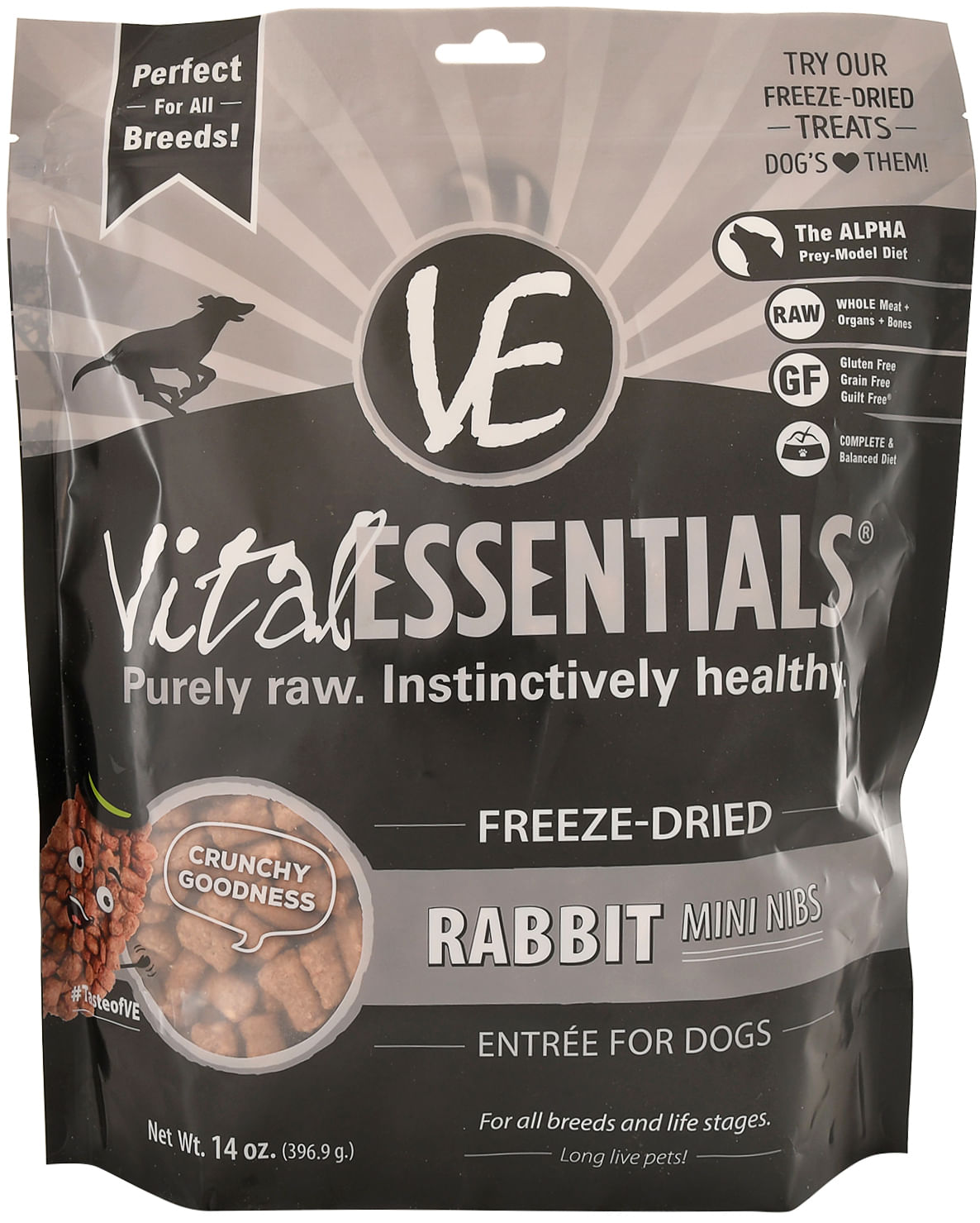 Vital Essentials Freeze-Dried Rabbit Mini Nibs Dog Food, 14oz