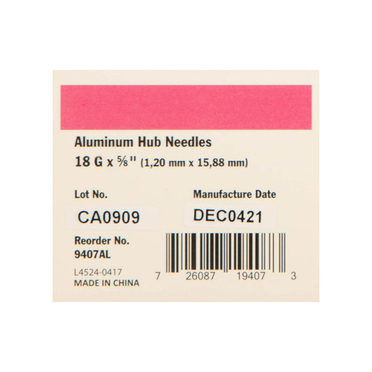 18 ga x 5/8" Alum Hub Needle (100)