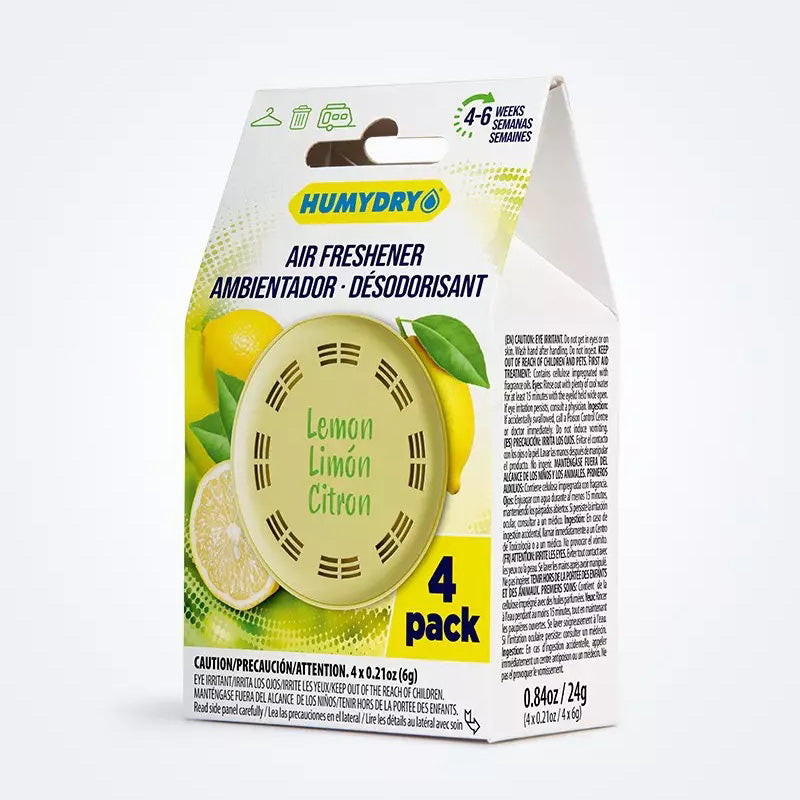 Humydry 4 Pack Air Freshener Disc, Lemon