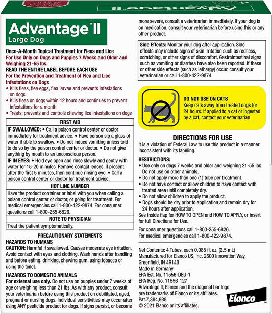 Advantage Dogs 21-55lb - 4pk