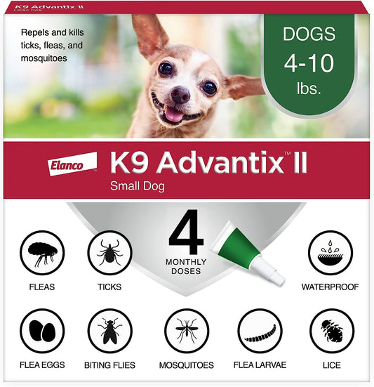K9 Advantix II, Dogs 4-10 lbs, 4 pack (Updated Weight)