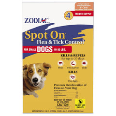 Zodiac Spot On Flea & Tick Control Small Dogs 16-30 Pounds 4 Pack